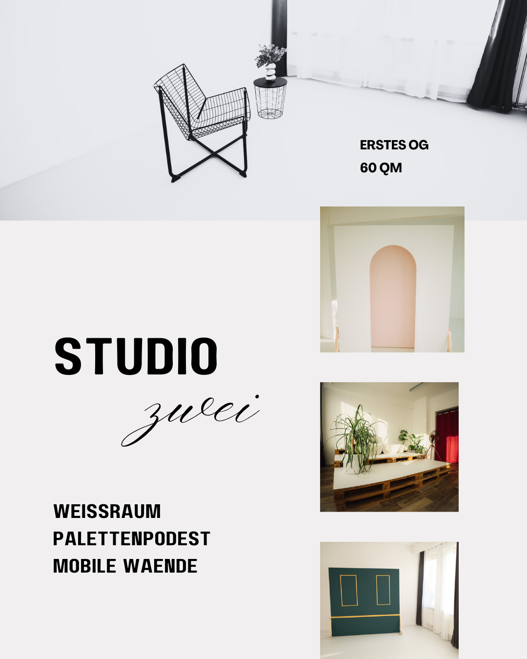 Studio 2 – 60 m² white room, Offene Blende Chemnitz