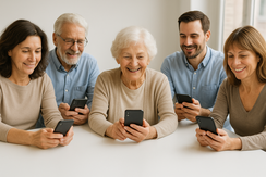 Seniorin nutzt Smartphone – Kurs Smartphone Grundlagen