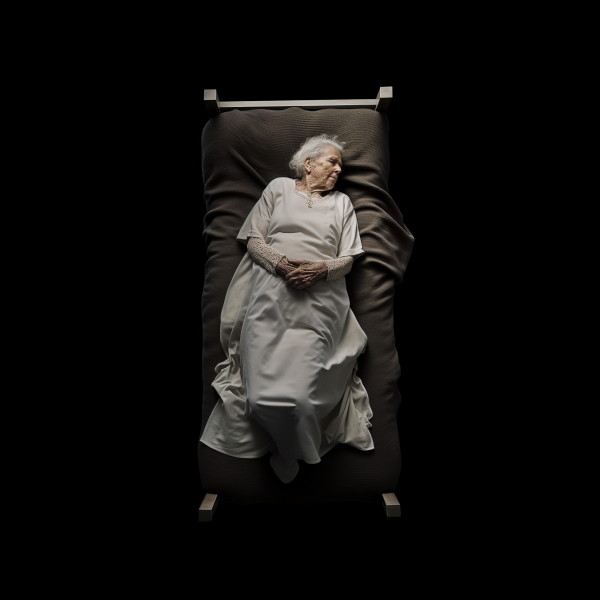 susandigital_A_bed_with_an_old_woman_sleeping_