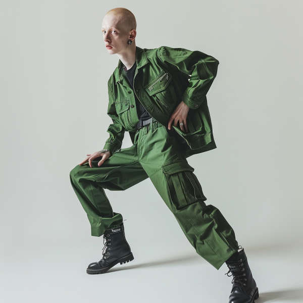a person in a green suit