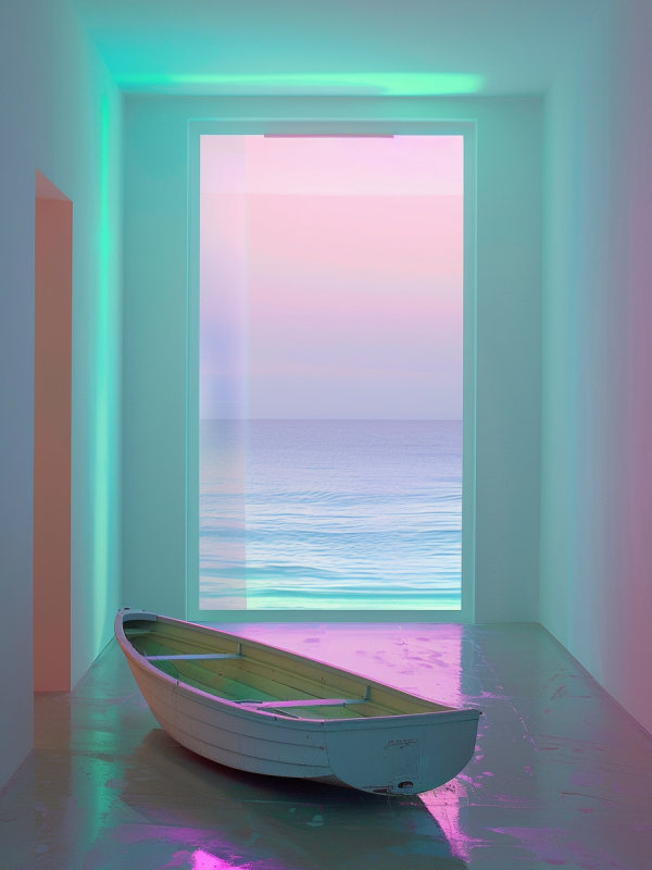 susandigital_A_small_boat_on_the_floor_of_an_empty_room_