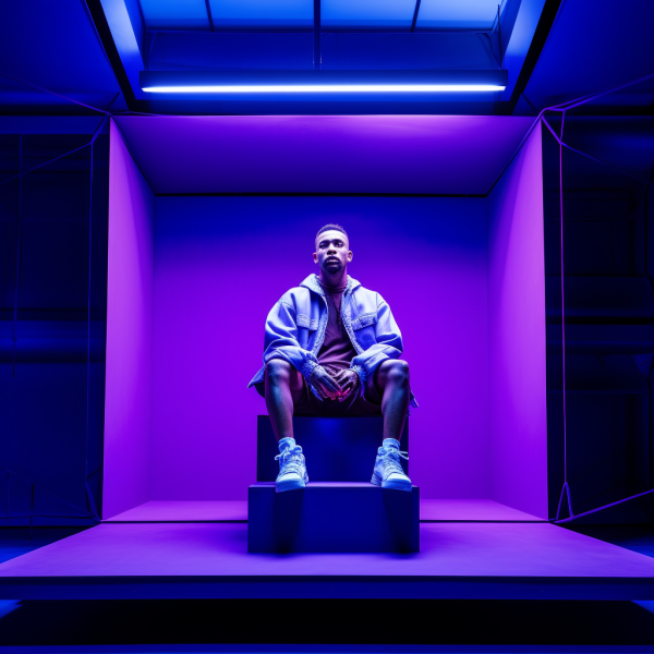 susandigital_a_man_sitting_on_top_of_an_empty_blue_cubical